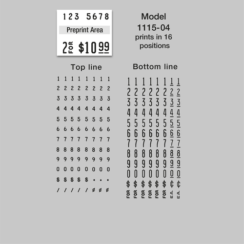 1115-04 Price Gun, 2 Lines, 16 Digits