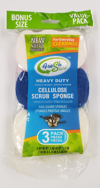 Heavy Duty Cellulose Scrub Sponge, 3 Pack