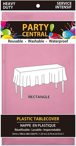 Plastic Rectangular Table Cover, Pink