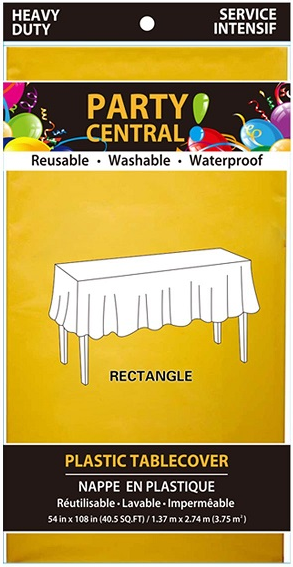 Plastic Rectangular Table Cover, Yellow