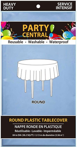 Plastic Round Table Cover, Light Blue