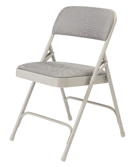 NPS Deluxe Fabric Upholstered Double Hinge Premium Folding Chair - Grey
