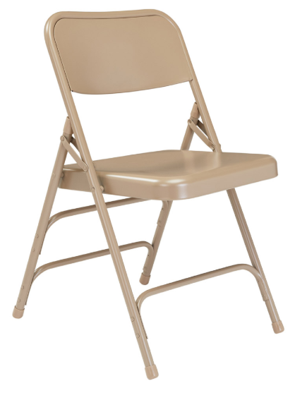 Deluxe All-Steel Triple Brace Folding Chair - Beige