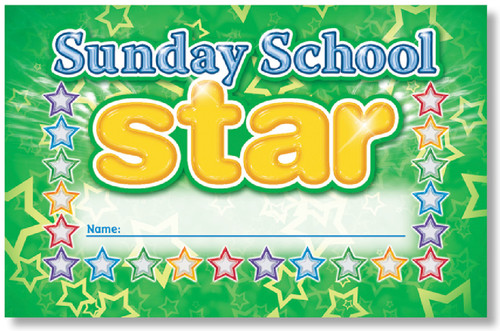 Punch Cards, 4"x2 1/2", 36ct, Sunday School Star