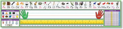 Self-Adhesive Primary Desk Plates, 19"x5", Modern Manuscript, Green