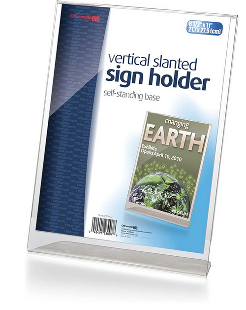 Letter Size Slanted Vertical Sign Holder, Clear