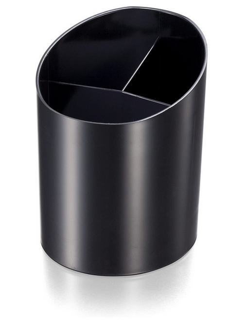 Recycled Big Pencil Cup, 3 Compartments, Black