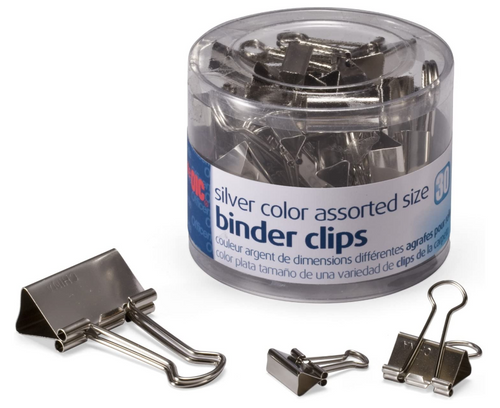 Assorted Size Binder Clips, Silver, 30 Count