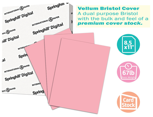 Digital Vellum Bristol Cover Colors, 8-1/2" x 11", 67#, Pink, Ream