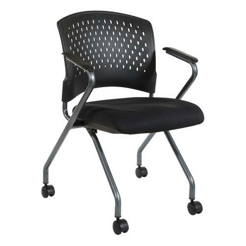 Office Star "Island Collection" Deluxe Nesting Chair with Arms - Black