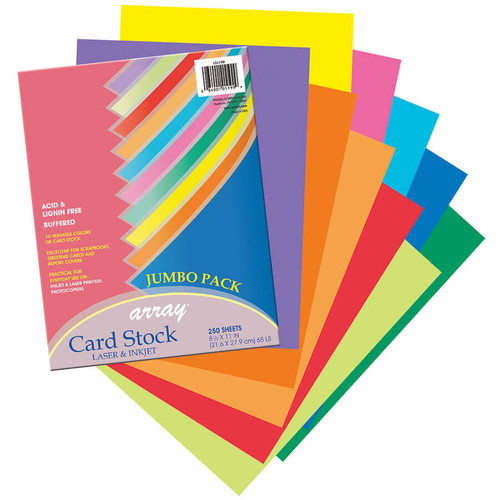 Array® Card Stock, 65#, Assorted Colorful Colors, Letter Size (250ct.)