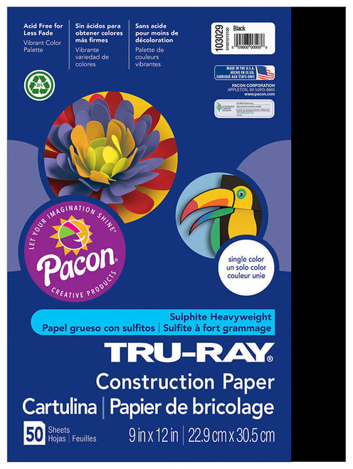 9"x12" Tru-Ray® Sulphite Construction Paper, Black (50ct.)