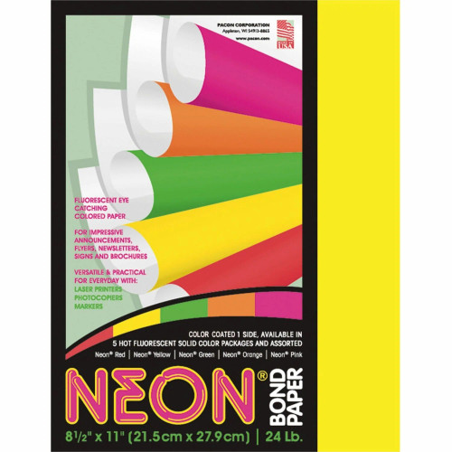 Neon Multi-Purpose Paper, 24#, Neon Yellow, Letter Size (100ct.)