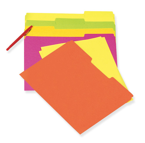 1/3 Cut File Folders, Assorted Fluorescent Colors, Letter Size (10ct.)