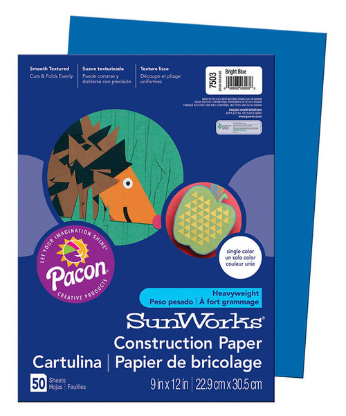 9"x12" SunWorks® Construction Paper, Bright Blue (50ct.)