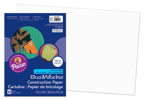 12"x18" SunWorks® Construction Paper, White (50ct.)