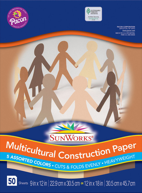 9"x12" SunWorks® Construction Paper, Assorted Multicultural Colors (50ct.)