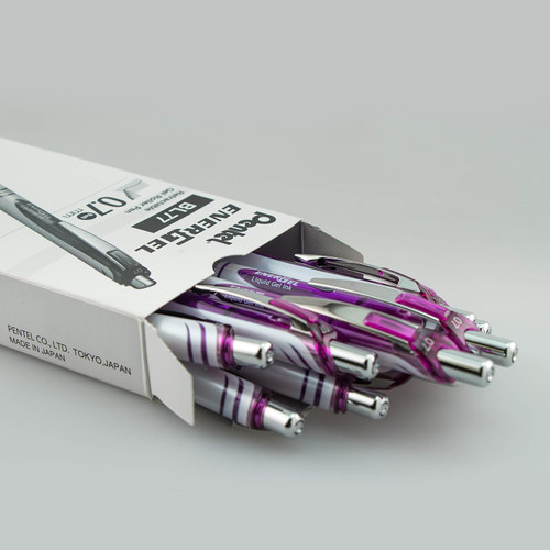 EnerGel Pearl Liquid Gel Pen, Retractable, Medium Point (0.7mm), White Barrel/Violet Accents, Violet Ink
