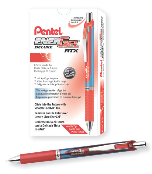 EnerGel RTX Retractable Liquid Gel Pen, Fine Point (0.5mm), Needle Tip, Red