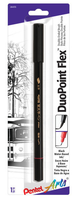 Pentel Arts DuoPoint Flex™ Double Ended Brush, Black Ink, 1-Pk Carded