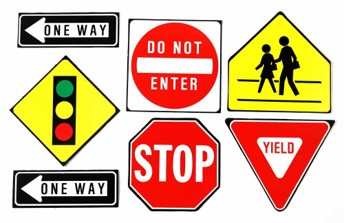 Traffic Signs Double-Sided Deco Kit, Assorted