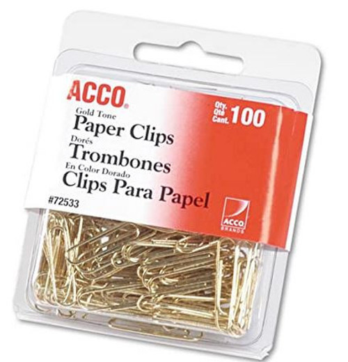 Standard Paper Clip, 100/bx, Gold