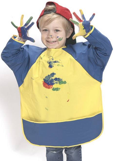 KinderSmock Long Sleeved Art Smock, Ages 6-8, Yellow/Blue