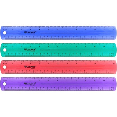 12" Jeweltone Plastic Ruler, Assorted Transparent Colors