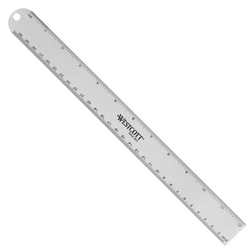 12" Anodized Aluminum Ruler, Assorted Colors