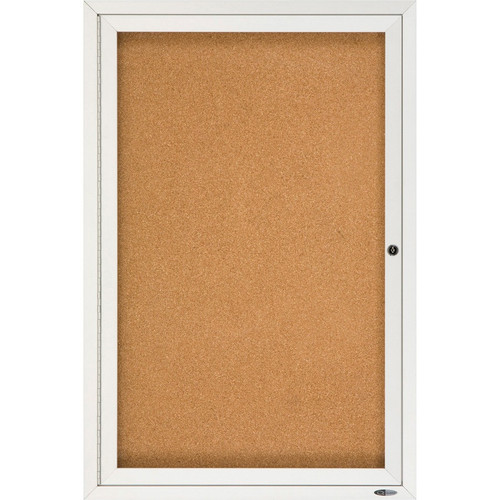 Classic Enclosed Cork Bulletin Board, 24"x36", Natural