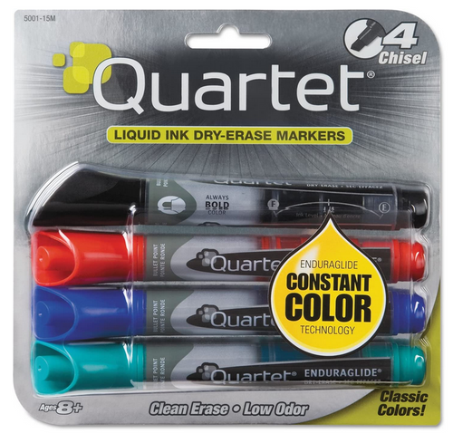 EnduraGlide Dry-Erase Markers, 4pk, Assorted Colors