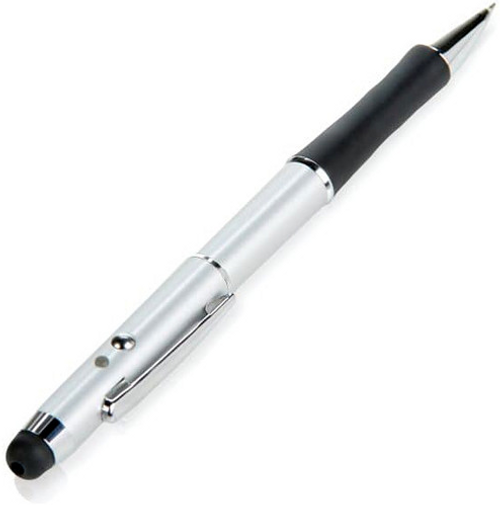 Pen w/ Laser Pointer and Stylus, 3-in-1, Silver