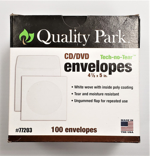 Tech-no-Tear CD/DVD Envelopes, White Wove, 4-7/8" x 5"