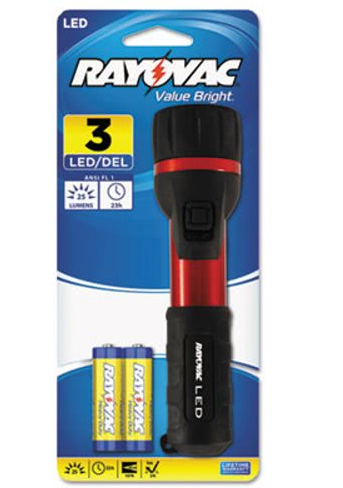 Flashlight, Rubber & Aluminum, LED, Red/Black