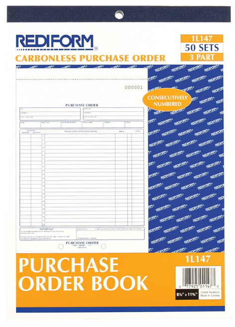 Purchase Order Book, 3-Parts, 8-1/2" x 11"