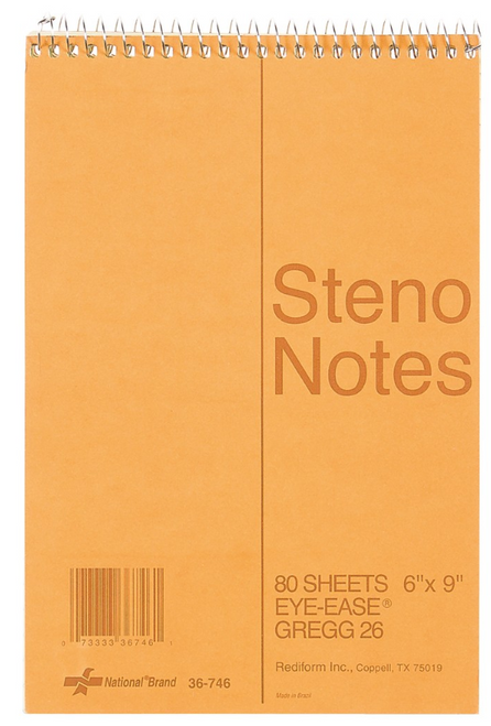 Steno Notebook, Gregg Ruled, 6" x 9"