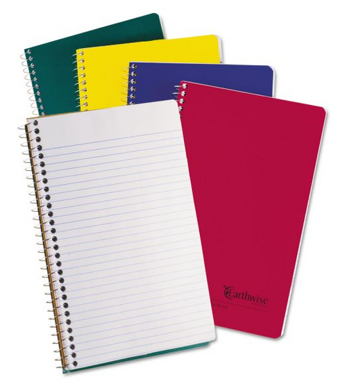 Earthwise Recyled College 3-Subject Notebook, Assorted Colors, 6"x9-1/2"