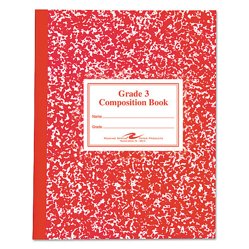 Roaring Spring Grade School Ruled Composition Book, Grade 3 Manuscript Format, Red Marble Cover, (50) 9.75 x 7.75 Sheets