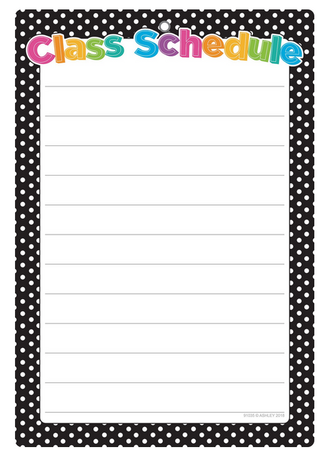 Dry ERPoly Class Schedule Chart, Black & White Dots