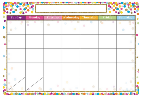 Dry Erase Poly Calendar, Confetti