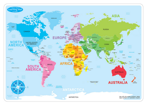 Learning Mat, Basic World Map