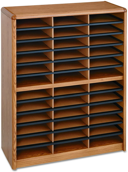 36 Slot Literature Organizer - Medium Oak