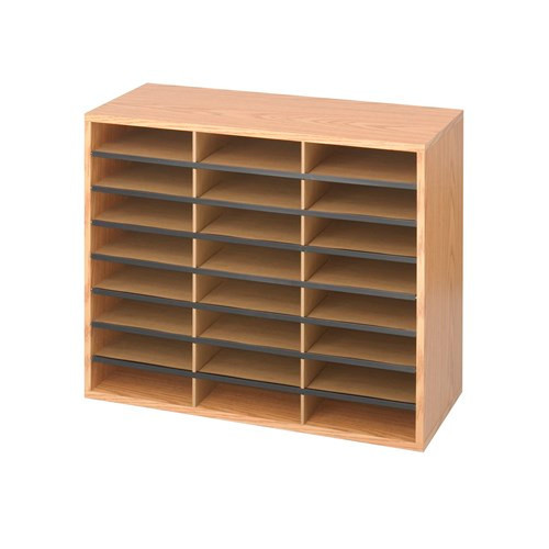 SAFCO 24-Compartment Literature Organizer - Medium Oak