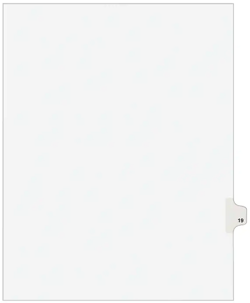 Legal Divider, Letter Size, White, Pre-Printed (number) 19, 25 Dividers