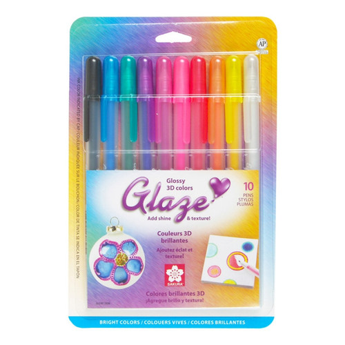 Gelly Roll Glaze Pen Set, 3D Glossy Ink, 10 Assorted Colors