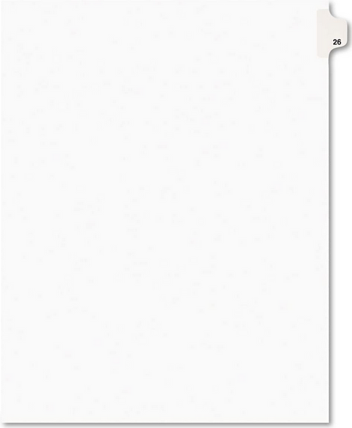 Legal Divider, Letter Size, White, Pre-Printed (number) 26, 25 Dividers