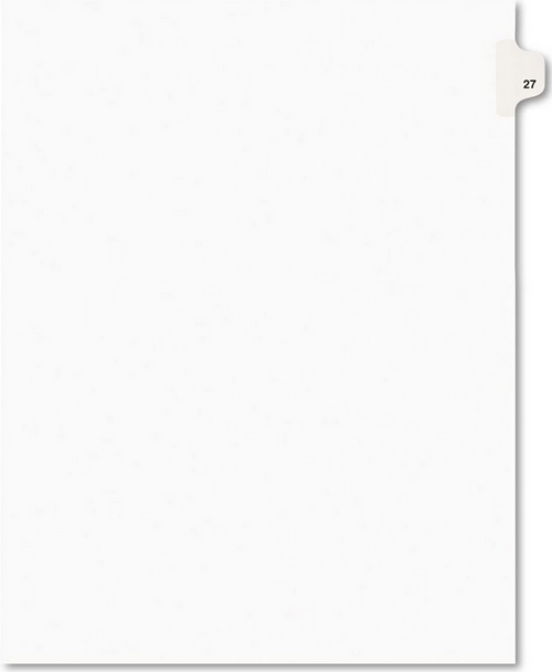 Legal Divider, Letter Size, White, Pre-Printed (number) 27, 25 Dividers