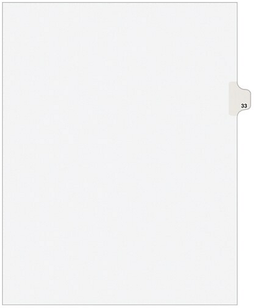 Legal Divider, Letter Size, White, Pre-Printed (number) 33, 25 Dividers