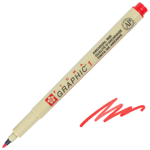 Micron Pigma Graphic 1 Pen, 1mm, Red