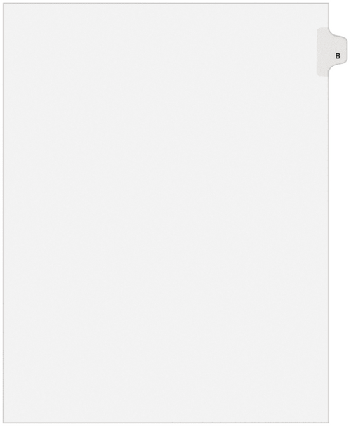 Legal Divider, Letter Size, White, Pre-Printed (letter) B, 25 Dividers